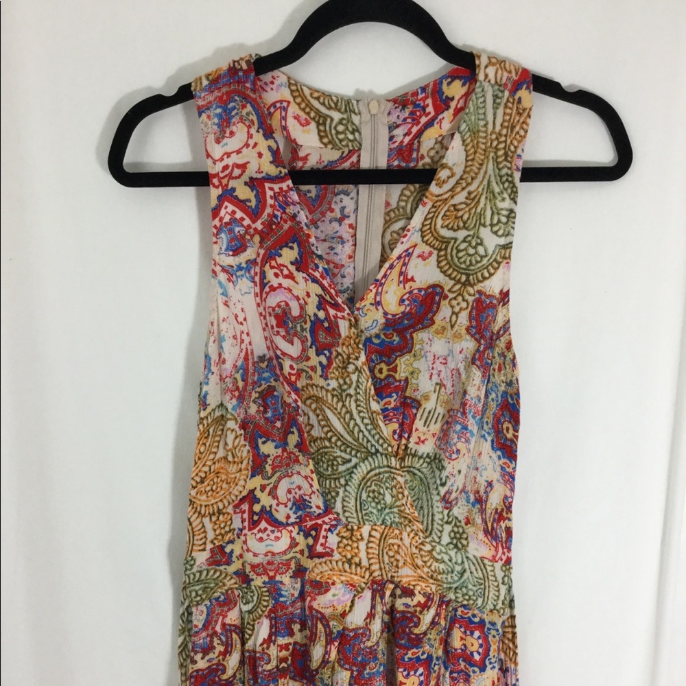 Boho Paisley Romper Skirt Overlay Surplice Neck